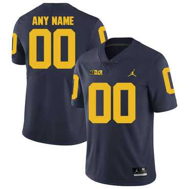 Men%27s Michigan Wolverines Navy Customized College Football Jersey